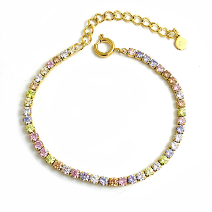 Tennisarmband Celine, guld pastell mix, från By Jolima - Bild 2