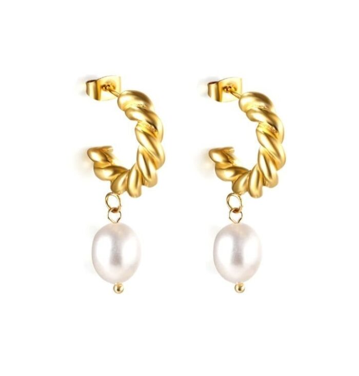 Örhänge Twist and pearl, från By Jolima