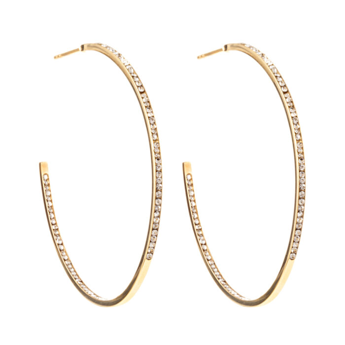 Örhänge Celine crystal hoop guld, från By Jolima